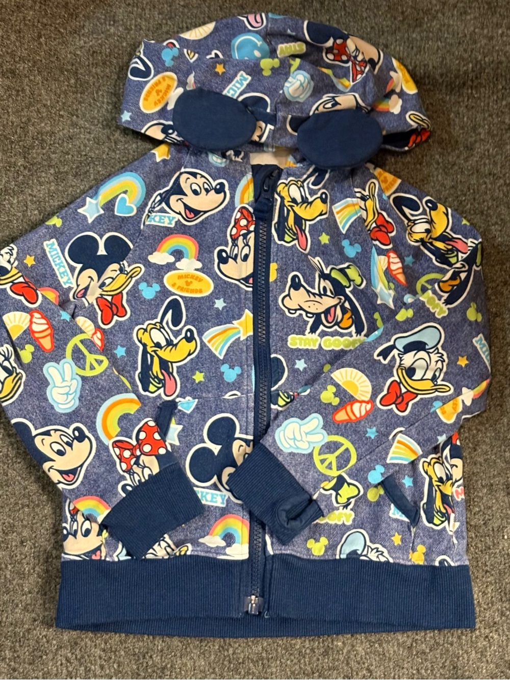 Little Sleepies Navy Blue Kids Hoodie Mickey
